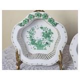 Vintage Herend Porcelain Green Indian Basket Set