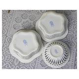 Vintage Herend Porcelain Green Indian Basket Set