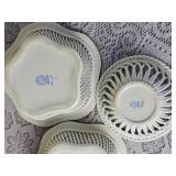 Vintage Herend Porcelain Green Indian Basket Set