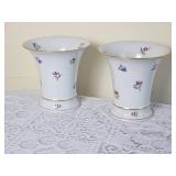 Vintage Herend Porcelain Bouquet Vase Pair