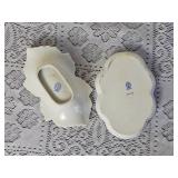 Vintage Herend Porcelain Victorian Green Trinket Dish & Leaf Dish