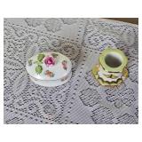 Vintage Herend Porcelain Trinket Box & Candlestand