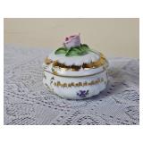 Vintage Herend Porcelain Rose Lid Trinket Box