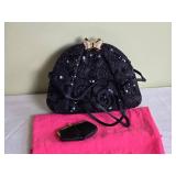 Judith Leiber Crystal Butterfly Black Sequined Handbag Purse