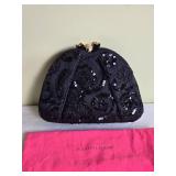 Judith Leiber Crystal Butterfly Black Sequined Handbag Purse