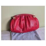 Judith Leiber Red Lizard Handbag Purse