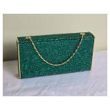 Judith Leiber Emerald Crystal Box Handbag Purse