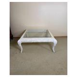 White Washed Glass Top Cocktail Table