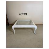 White Washed Glass Top Cocktail Table