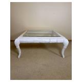 White Washed Glass Top Cocktail Table