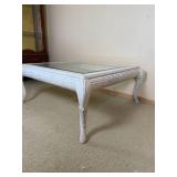 White Washed Glass Top Cocktail Table