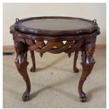 Mahogany Carved Bust Paw Foot Tray Side Table