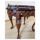 Mahogany Carved Bust Paw Foot Tray Side Table