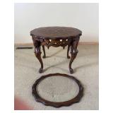 Mahogany Carved Bust Paw Foot Tray Side Table