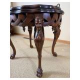Mahogany Carved Bust Paw Foot Tray Side Table