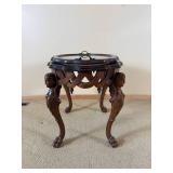 Mahogany Carved Bust Paw Foot Tray Side Table