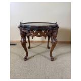 Mahogany Carved Bust Paw Foot Tray Side Table
