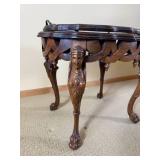 Mahogany Carved Bust Paw Foot Tray Side Table
