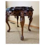 Mahogany Carved Bust Paw Foot Tray Side Table
