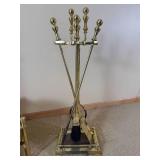 Brass Fireplace Tools with Wood Holder