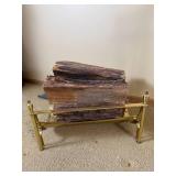 Brass Fireplace Tools with Wood Holder