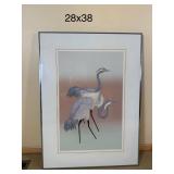 Del Valle Signed Original Serigraph Two Cranes * Artist Proof