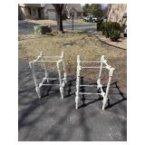 White Iron Bedside Tables, pair