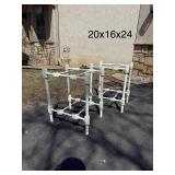 White Iron Bedside Tables, pair