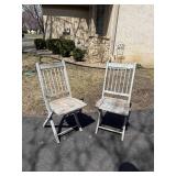 Old Painted Wooden Folding Church Chairs, pair