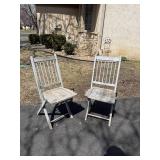 Old Painted Wooden Folding Church Chairs, pair