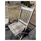 Old Painted Wooden Folding Church Chairs, pair