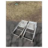 Old Painted Wooden Folding Church Chairs, pair