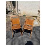 Old Wooden Folding Church Chairs, pair