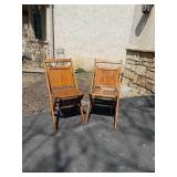 Old Wooden Folding Church Chairs, pair