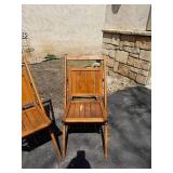 Old Wooden Folding Church Chairs, pair