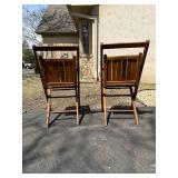 Old Wooden Folding Church Chairs, pair