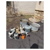 Collection of Vintage Galvanized Tubs and Watering Cans