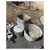 Collection of Vintage Galvanized Tubs and Watering Cans
