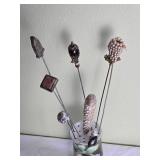 Weiman Antique German Porcelain Hat Pin Holder with Antique Hat Pins