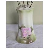 Stunning Bavairan Porcelain Hat Pin Holder with Antique Hat Pins