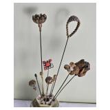 Gorgeous French Limoges Hat Pin Holder with Antique Hat Pins