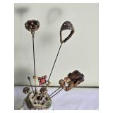 Gorgeous French Limoges Hat Pin Holder with Antique Hat Pins