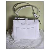 Designer Bruno Magli Handmade Italian Leather Handbag - White - LIKE NEW