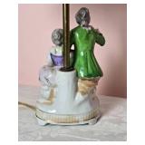 Vintage Japanese Handpainted Porcelain Figurine Table Lamp Pair