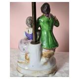 Vintage Japanese Handpainted Porcelain Figurine Table Lamp Pair