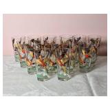 Vintage Handpainted Pheasant Water Glass Set - (8)