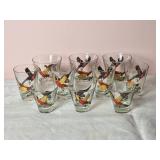 Vintage Handpainted Pheasant Tumbler & Shot Glass Set - (10)