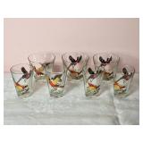 Vintage Handpainted Pheasant Tumbler & Shot Glass Set - (10)