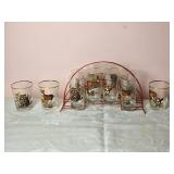 Vintage Naturalist Painted Glassware Set - (11)