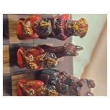 Awesome Vintage Painted Wood Carved Miniature Chess Set - Aztecs & Conquistadores